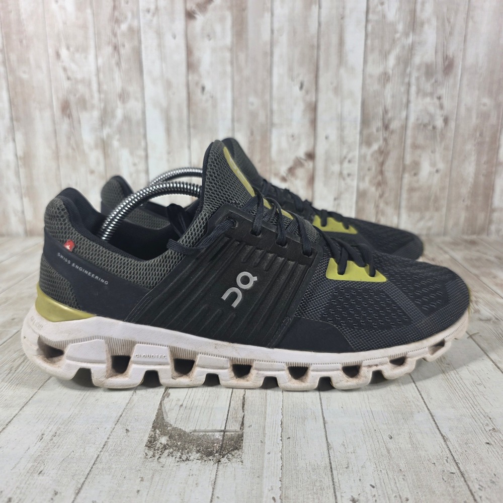 On Cloudswift Mens Running Shoes Black Rock Lime Green 41.99227 Size 10.5
